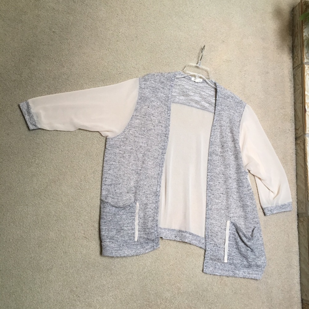 Cream and grey sheer Cardigan